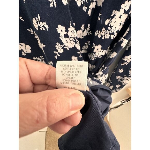 Blue Rain Navy and White Floral Mini‎ Wrap Dress. Romantic, Vacation, Holiday. M - Picture 8 of 8